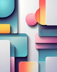 Aufkleber - Abstract geometric composition with layered colorful shapes