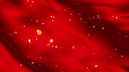 Poster - Flowing Red Silk with Golden Bokeh Lights: Abstract Motion Background Video
