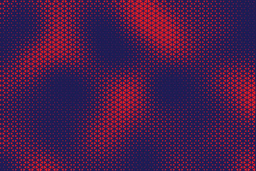 Fototapete - Abstract background with red triangle dots. Triangle halftone geometric background. Halftone triangular retro 80s pattern. Minimal style retro dynamic wallpaper.	