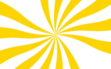 Aufkleber - Abstract design with radial swirl pattern with alternating yellow and white curved rays and toward central vanishing point. Energy and centrifugal force, reminiscent of psychedelic or pop-art styles.