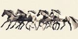 Abstrakcyjna grupa galopujących koni