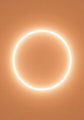 Wall Mural - glowing circle on peach background - a bright white circle glows softly against a warm peach-colored