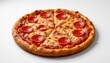 © Praphapan - Delicious and inviting, a pepperoni pizza, a culinary masterpiece. The pizza's crust is perfectly golden and crispy, with a generous layer of melted cheese and savory pepperoni