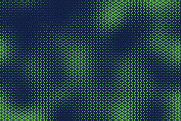 Fototapete - Abstract background with blue and green, triangle dots. Triangle halftone geometric background. Halftone triangular retro 80s pattern. Minimal style retro dynamic wallpaper.	