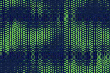 Fototapete - Abstract background with blue and green, triangle dots. Triangle halftone geometric background. Halftone triangular retro 80s pattern. Minimal style retro dynamic wallpaper.	