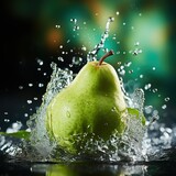 Zielona gruszka w wodzie, dynamiczna kompozycja