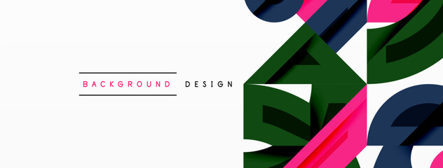 Aufkleber - Abstract colorful shapes overlap white space. Text reads background design in pink. Modern graphic element for projects.