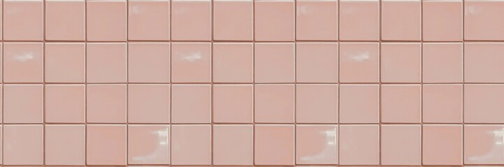 Leinwandbilder - background banner panorama with pink pastel colored tiles wall texture, square mosaic tile, seamless pattern