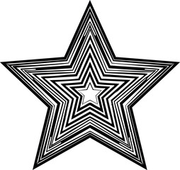 Poster - Optical illusion with black and white concentric star pattern, abstract geometry. Vector illustration