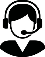 Poster - Customer service icon showing anonymous person wearing headset. Vector illustration