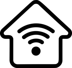 Poster - Black and white smart home icon with wifi signal lines, . Vector illustration