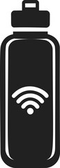 Poster - Black and white wi-fi icon on a water bottle silhouette. Vector illustration