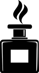 Poster - Black and white illustration of a stylized perfume bottle silhouette. Vector illustration