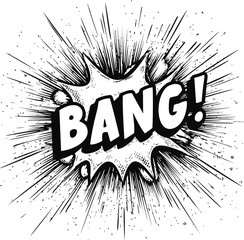 Aufkleber - Comic style black and white bang explosion with dynamic lines. Vector illustration