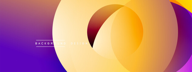 Leinwandbilder - Abstract gradient background. Overlapping circles create dynamic visual effect. Purple, yellow, orange hues dominate composition. Modern design element.