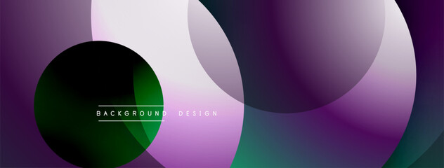 Aufkleber - Abstract purple design features overlapping circles, gradients. Modern, dynamic composition suitable for backgrounds, presentations. Minimalist aesthetic.
