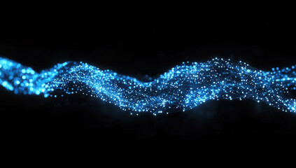 Wall Mural - abstract blue glowing network connection with luminous particles