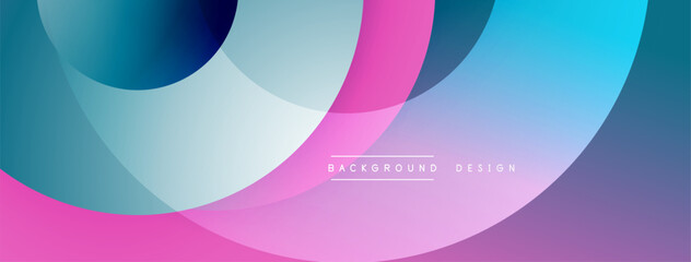Poster - Abstract colorful overlapping circles create dynamic background. Pink, blue, turquoise hues blend smoothly, modern design element.