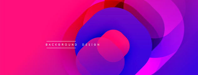 Poster - Abstract vibrant design features overlapping circles. Pink, purple, blue hues create dynamic visual effect. Modern background element.