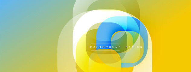 Aufkleber - Abstract colorful background. Overlapping geometric shapes create dynamic visual effect. Yellow, blue, green hues dominate composition.