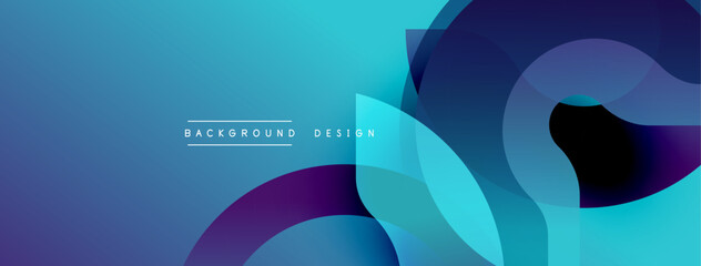 Aufkleber - Abstract gradient shapes overlap, creating dynamic visual effect. Blue, purple hues dominate composition. Modern design element.