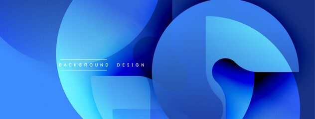 Leinwandbilder - Abstract blue shapes overlap creating dynamic visual effect. Modern design elements suggest technology, innovation, fluidity.