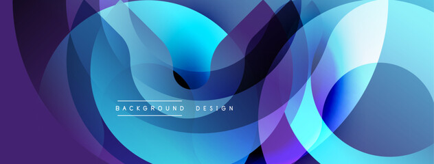 Aufkleber - Abstract fluid shapes overlap, creating vibrant blue, purple gradients. Modern design element for backgrounds, banners, presentations.