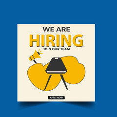 Wall Mural - We are hiring recruitment open job vacancy design vector social media post banner template or web banner layout