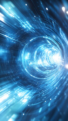 Wall Mural - abstract quantum tunnel with blue light – science fiction and energy flow
