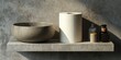 © 24 std - Minimalist Bathroom Decor with Stylish Toilet Paper Bowl on Textured Shelf