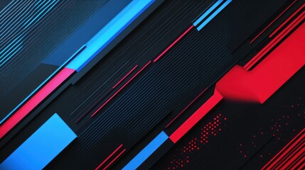 Wall Mural - dynamic game themed background with black, blue and red colors, abstract lines, wallpaper ai generat