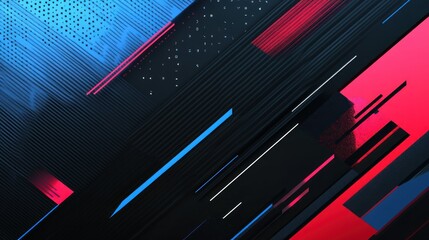 Wall Mural - dynamic game themed background with black, blue and red colors, abstract lines, wallpaper ai generat