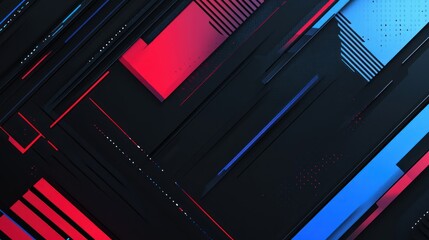 Wall Mural - dynamic game themed background with black, blue and red colors, abstract lines, wallpaper ai generat