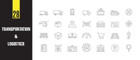  Minimalist Transport & Logistics Line Art Icons 