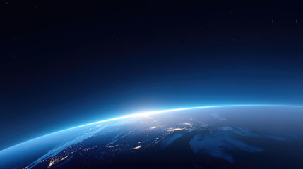 blue earth in the starry sky background
