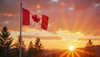 © Evialina - Canadian flag waving at forest sunset