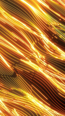 Wall Mural - dynamic golden light waves formed by glowing particles create a vibrant abstract energy background i