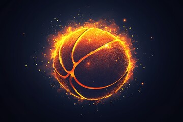 Wall Mural - Fiery basketball burning bright intense sport
