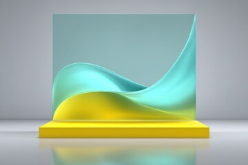 Wall Mural - innovative glass art display showcasing flowing shapes in a minimalist gallery setting