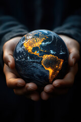 Wall Mural - Hands holding planet earth. Earth Day theme background wallpaper.