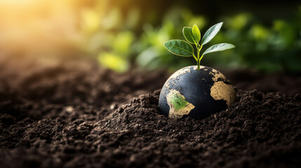 Wall Mural - Hands holding planet earth. Earth Day theme background wallpaper.