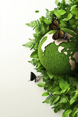 Wall Mural - Planet earth with lush green plants. Earth day theme.