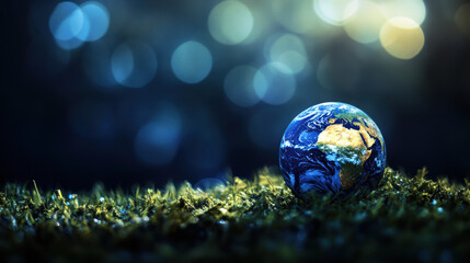 Wall Mural - Planet earth with lush green plants. Earth day theme.