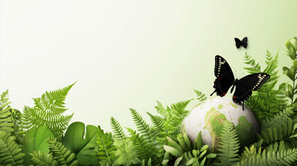 Wall Mural - Planet earth with lush green plants. Earth day theme.