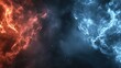© Kantita - Abstract Swirling Flames of Red and Blue Smoke on Dark Background