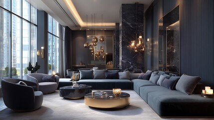 Aufkleber - Luxury living room interior composition