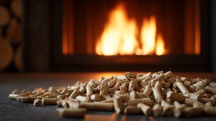 Aufkleber - Pellets in front of a fireplace