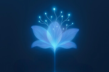 Aufkleber - Illuminated blue flower design showcasing intricate petals and glowing tendrils against a dark backdrop