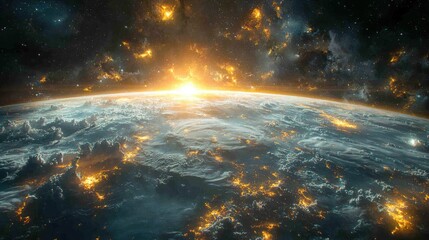 Wall Mural - a planet with a sun in the middle of it