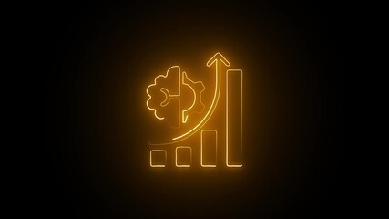Wall Mural - Business Clarity Through Orange Neon Data. Orange Neon Dash: Visualizing Business Brilliance. Glowing Neon light business intelligence icon animation. 